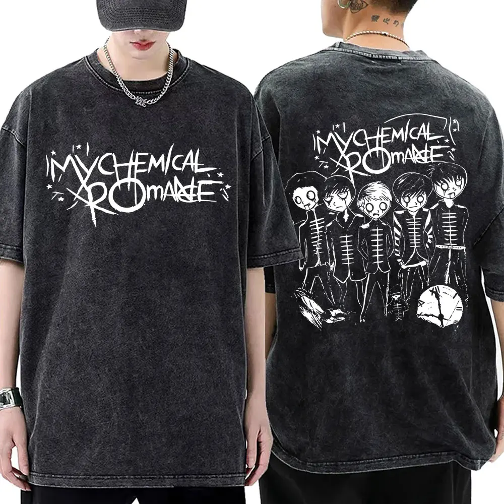 

Rock Punk Band My Chemical Romance Washed Vintage T-shirt Men Women Oversized Gothic T-Shirts Men's High Quality Cotton T Shirt