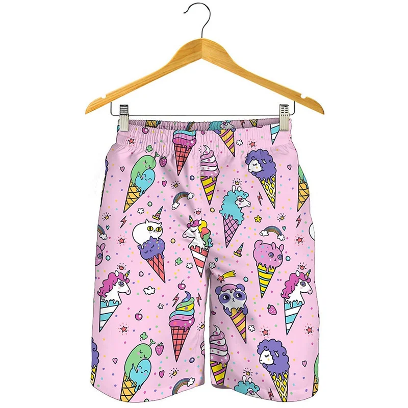 Cartoon Ijs Strand Shorts Heren Womens 3d Print Snelle Droge Sport Surfboard Shorts Kids Leuke Korte Broek Y 2K Meisje Shorts