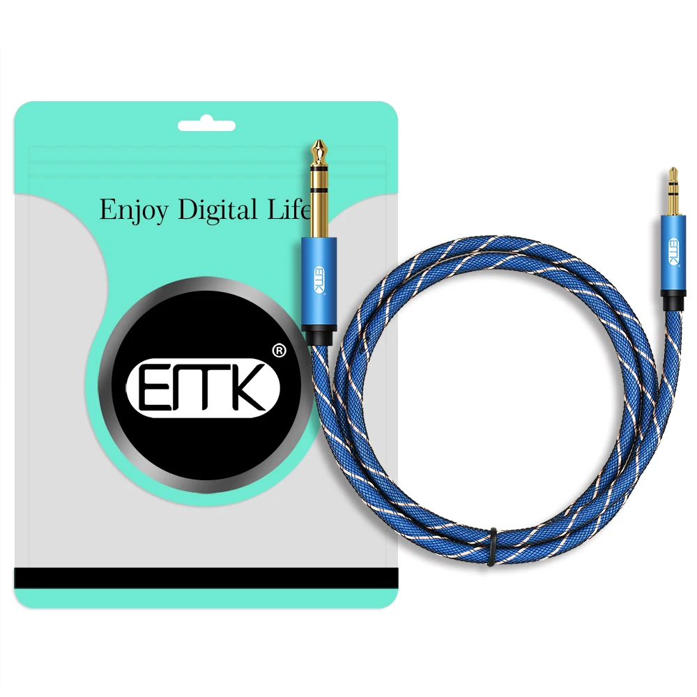 EMK Cavo audio stereo maschio da 6,35 mm 1/4 a AUX 3,5 mm Cavo jack AUX da 3,5 mm Cavo per auricolari per smartphone, laptop, chitarra, altoparlante