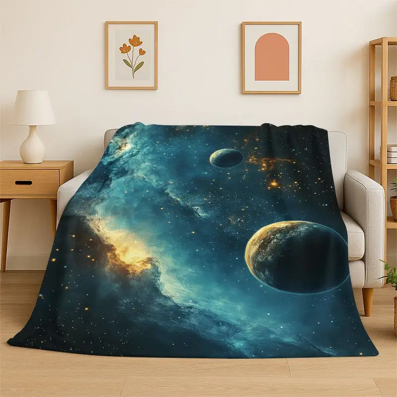 Dream Universe Galaxy Space Stars Black Hole Milky Way Flannel Blanket Soft Throw Blanket for Bedroom Living Room Bed Picnic Nap