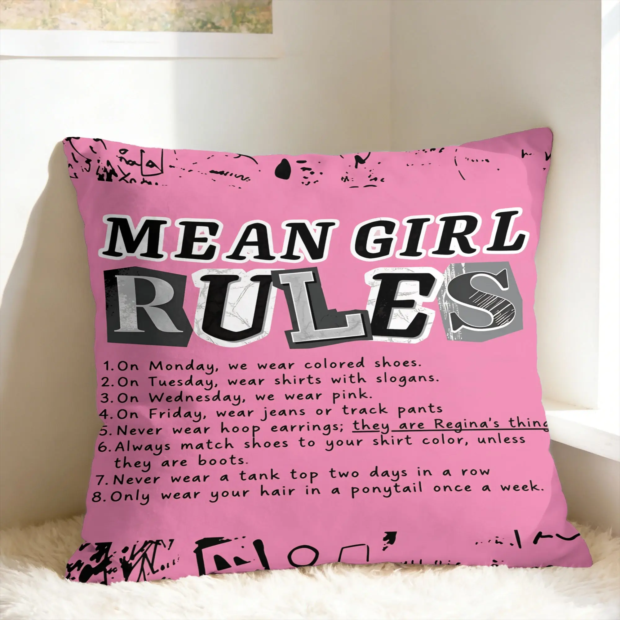 M-Mean Girls B-Burn Book Pillow Case  Custom Pillow Cover Novelty Cushion Cover For Sofa Couch Bed Living Room