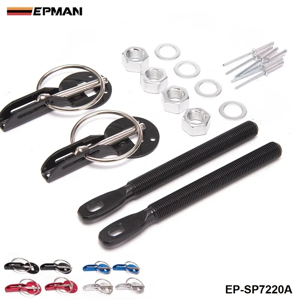 EPMAN Universal Car Aluminum Black Racing Hood Bonnet Pin Lock Locking Sport Kit For Audi TT/S3/For Seat Leon EP-SP7220A-Black