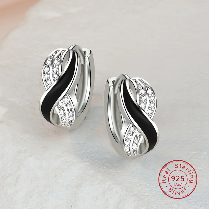 Retro Female Earrings 925 Sterling Silver X-shaped Eternal Endless Infinity Earrings for Women Bridal Wedding Jewelry Pendientes