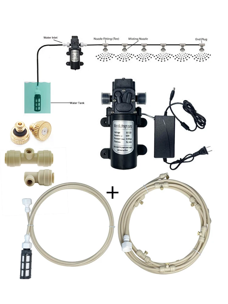 Imagem -04 - Bege 6m18m Jardim Bomba Elétrica Nebulizador Sistema de Pulverização Nebulizador para Flores Planta Jardim Estufa Irrigação Cor