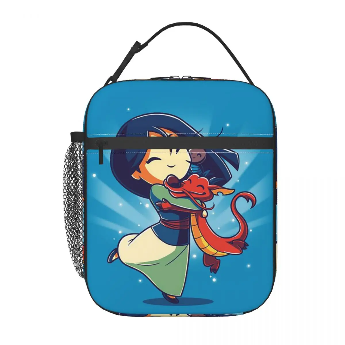 

Custom Cartoon Mulan Princess Graphic Lunch Bag Warm Cooler Insulated Lunch Box for Women Kids School Food Portable Tote Bags