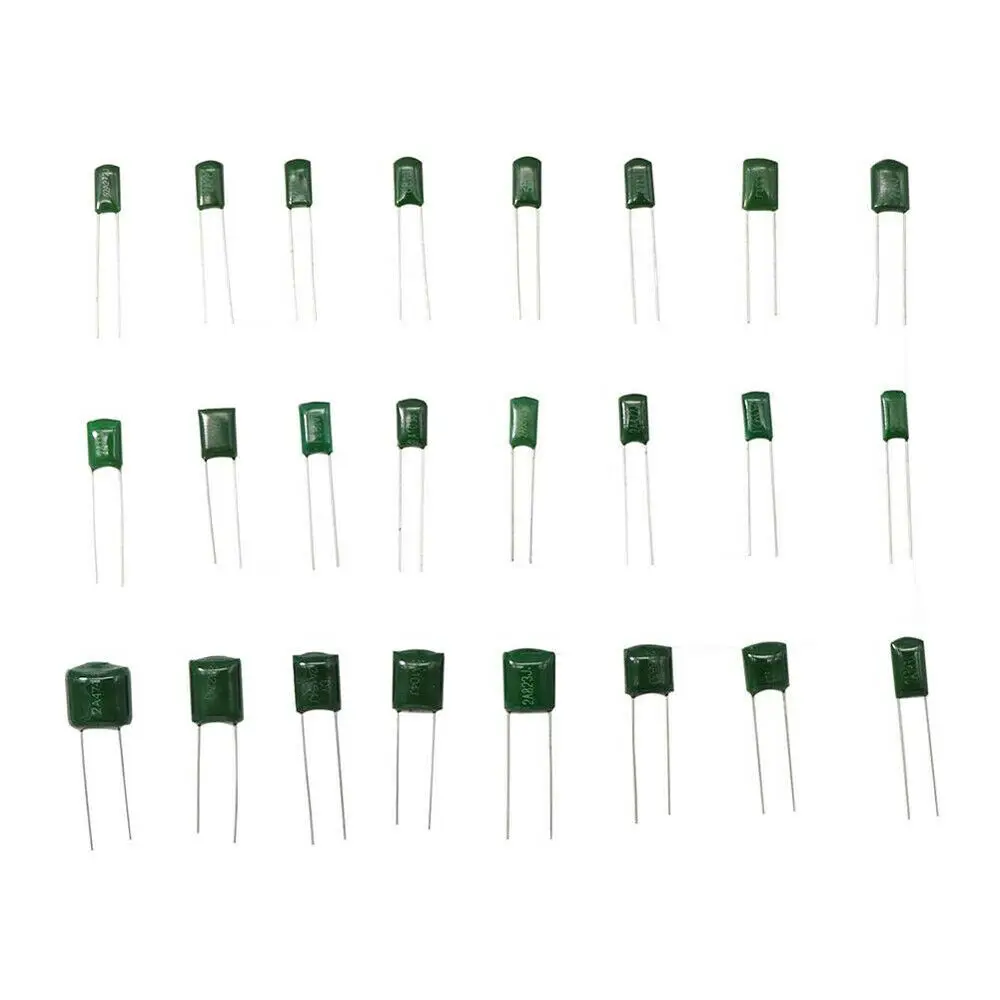 a86g new 660Pcs 24 Values 100V 2A221-2A474 Polyester Film Capacitor Assortment Pack Kit