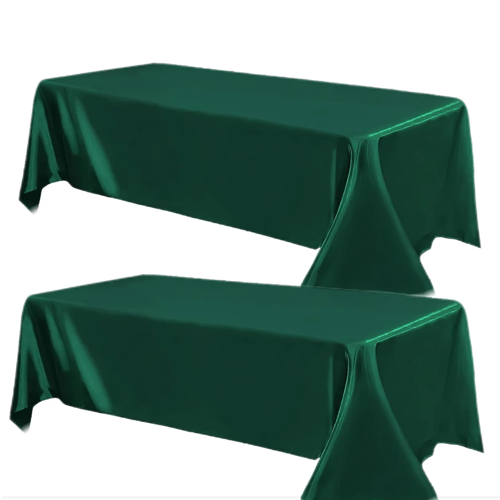 Rectangle Satin Tablecloth Wedding Table Cloth  Dark Green for Christmas Baby Shower Birthday Banquet Decor Home Dining Table