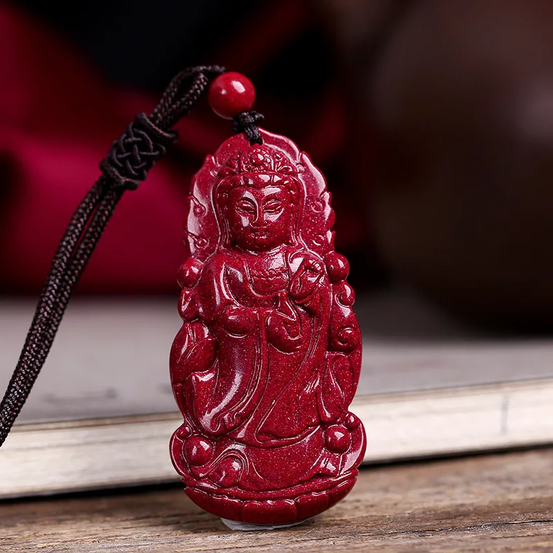 mineral cinnabar purple gold sand Guanyin pendant men's and women's pendant Guanyin Bodhisattva auspicious small pendant