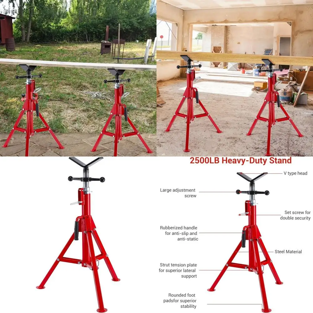 

Регулируемая стальная подставка-опора, высота 28-52 дюйма, грузоподъемность 2500 фунтов, V-образная головка для труб диаметром 1/8-12 дюймов, противоскользящая рукоятка, треугольное основание | Углеродистая сталь