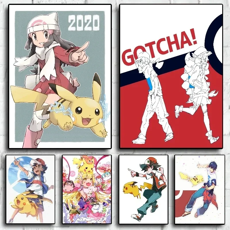 Figuras de Anime de Pokémon Japón, decoración de pared de lienzo, carteles de Anime, pintura, regalo para el hogar, Valorant, Pikachu, Charizard