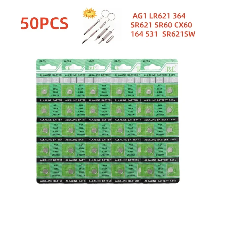 5-50PCS Button Battery AG1 LR621 364 164 531 SR621 SR621SW SR60 CX60 1.5V Cell Coin Batteries For Watch Toys Remote