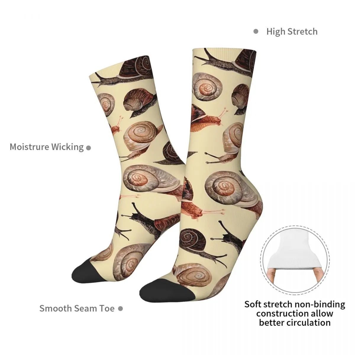 A Slew Of Snails Socks Harajuku Sweat Absorbing Stockings All Season Long Socks Accessories for Man's Woman's Birthday Present