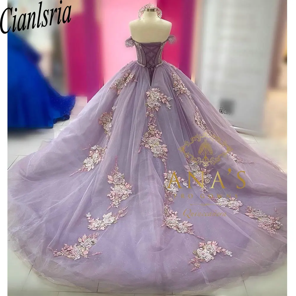 Бальное платье с жемчугом и кристаллами, платья для Quinceanera, с открытыми плечами, кружевной корсет с аппликацией, милый корсет 16, платье для 15 лет