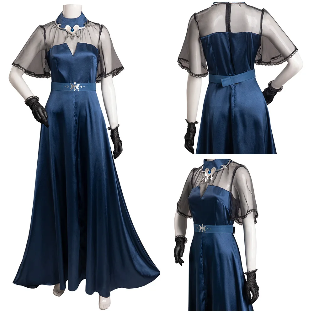 Anime Castlevania Lenore Cosplay Costume Blue Long Dress Outfits Halloween Carnival Suit