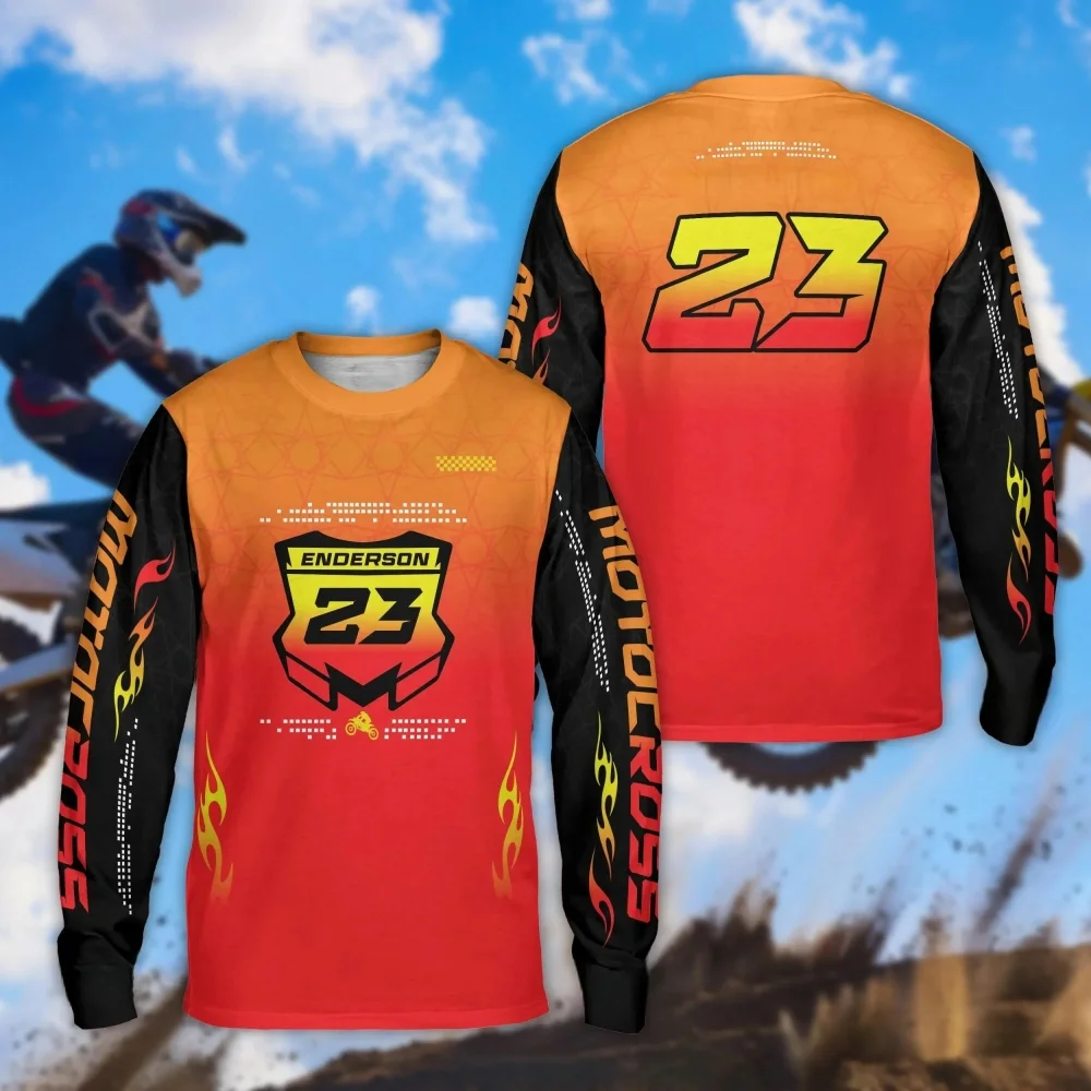 Men's Outdoor Sports Long-sleeve T-shirt Motocross Style with 23 Number & Logo for Riding Training Daily Casual Wear view 3