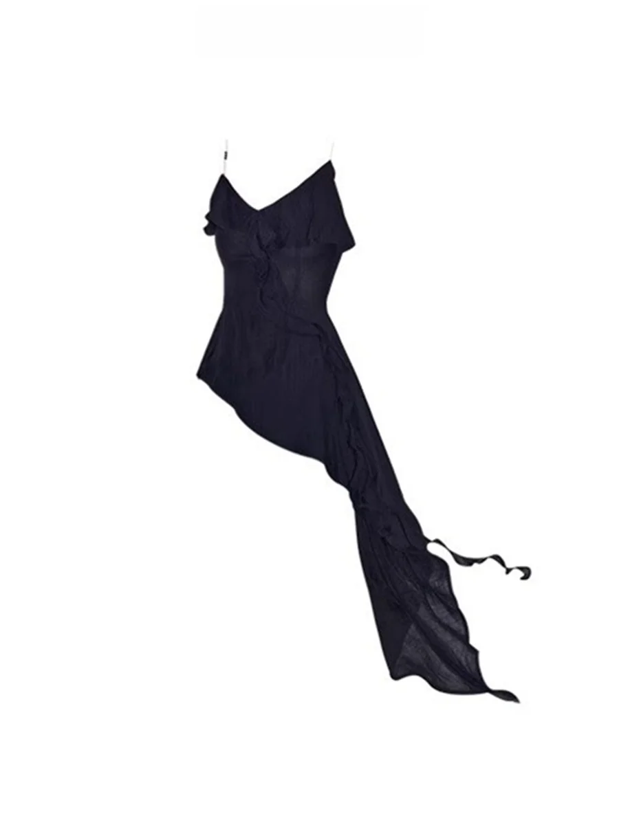 

Женский летний топ Bla V-ne Ruffle Hem Tank Top с бретельками, прозрачными вставками и бисером, в стиле Design Sense, для повседневной носки