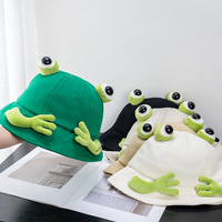 2024 New Cartoon Cute Frog Bucket Hats With Eyes Arm Summer Foldable Lightweight Sun Hat Fishing Caps For Women Teens Adult