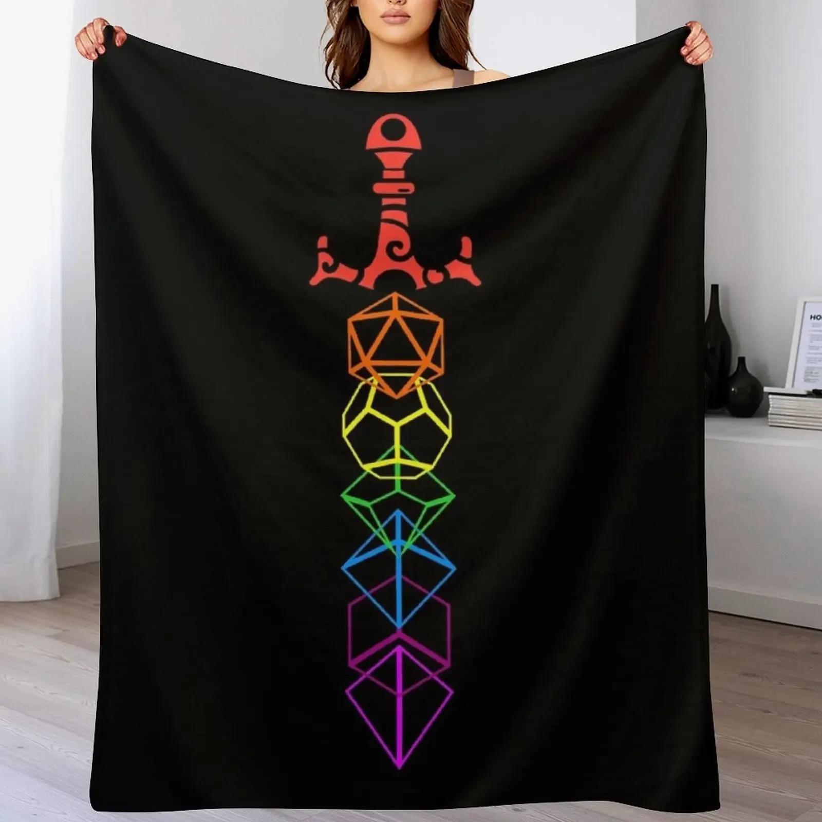 

Dice Sword Rainbow Tabletop RPG Gaming Throw Blanket Thins for winter Designers Flannels Blankets