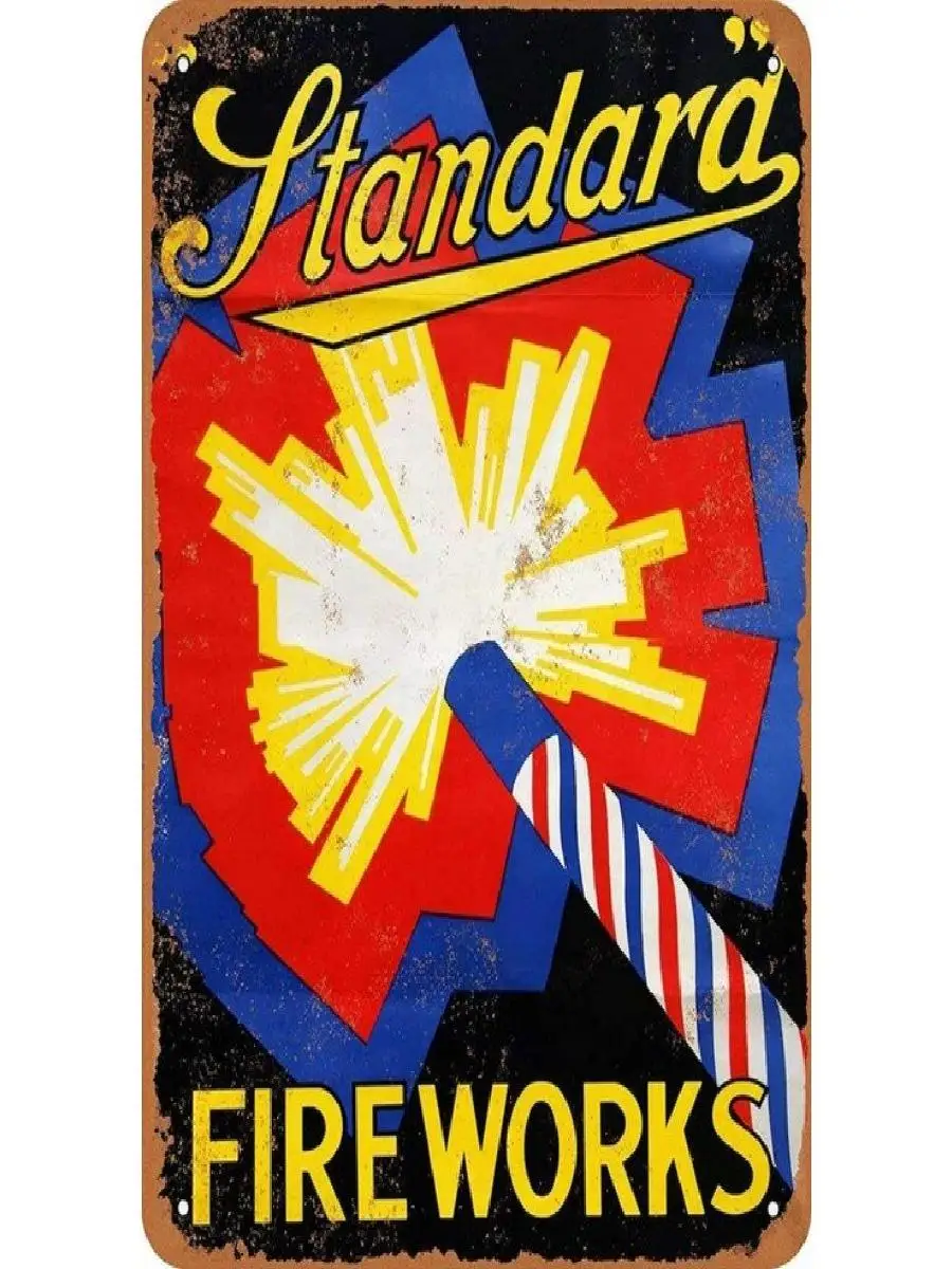 Vintage All Red Crackers Fireworks Tin Sign  Retro Aluminum Metal Wall Art Decor Iron Painting Decoration for Home Office Bar view 2