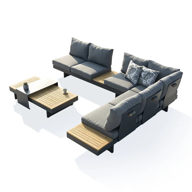 

Outdoor furniture multi-functional sofa cross-border wholesale aluminum alloy open-air garden bed and breakfast sofa coffee