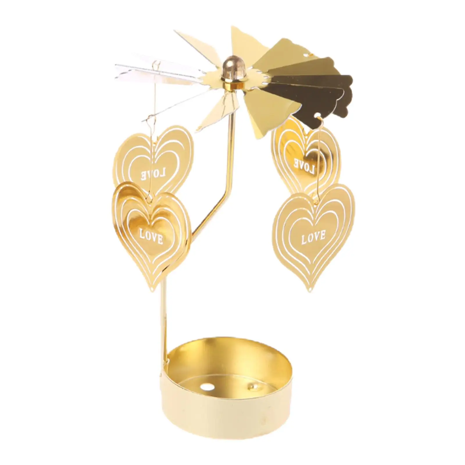 Spinning Candle Holder with Wind Leaf for Tea Light Candles Decorative Aluminum Iron Craft Table Centerpiece for Wedding