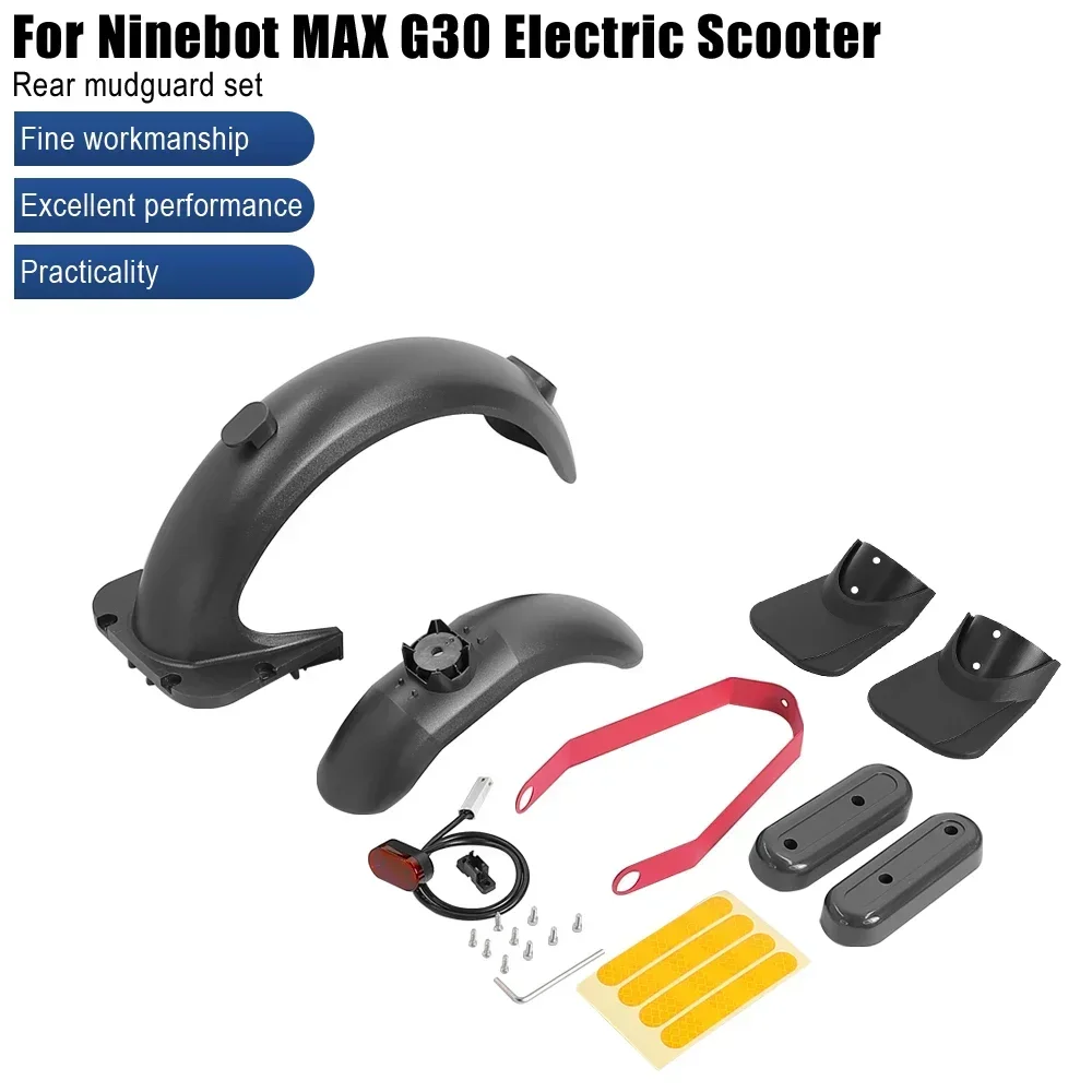Vorne Hinten Kotflügel Zubehör Kit Für Ninebot Max G30 Elektrische Roller Carbon Fiber Fender Flügel Mit Bremslicht Teil – Detail 24