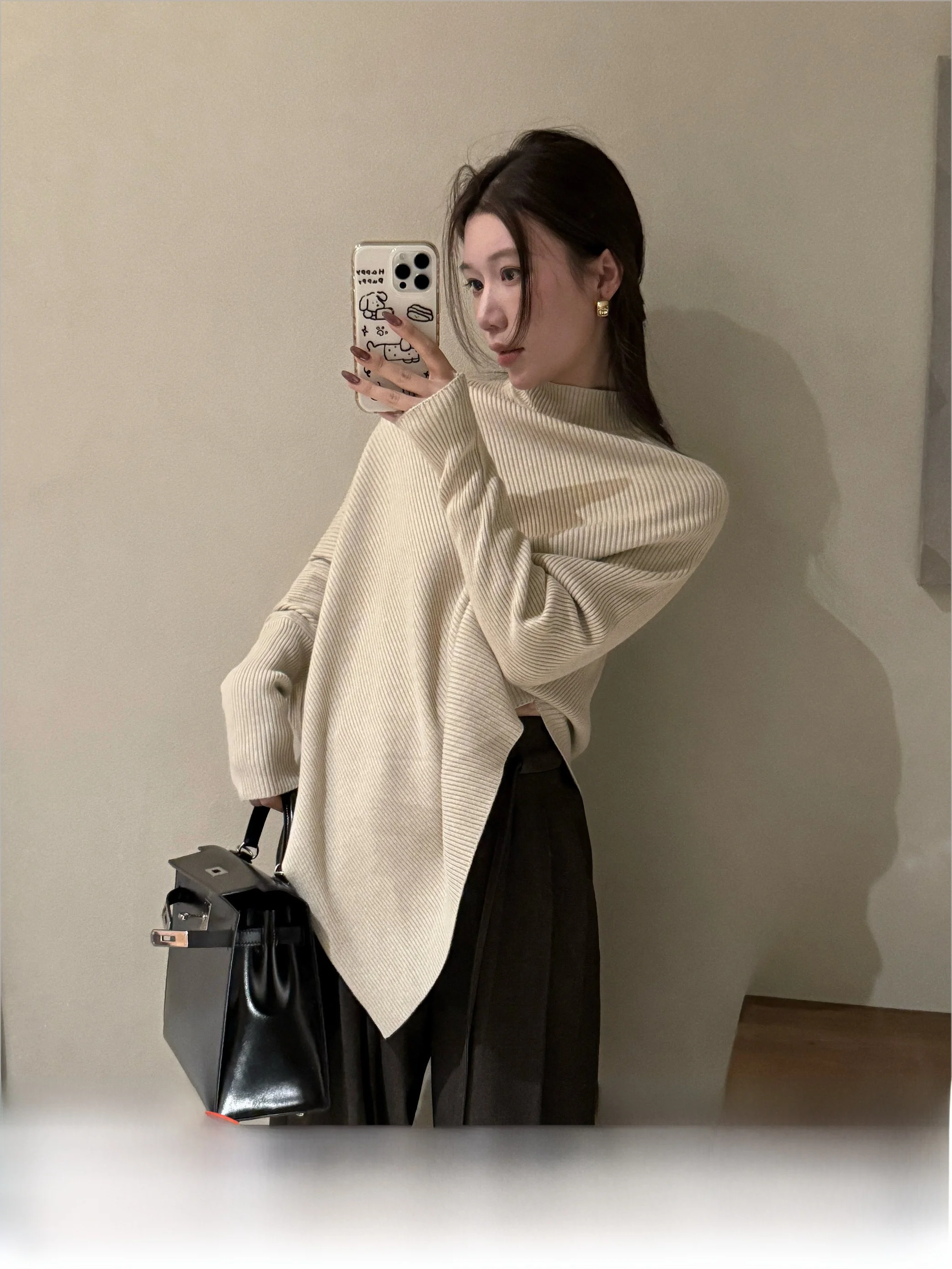 

Женский асимметричный свитер-болеро Chier High Ne с рукавами «летучая мышь», вязаный, осенне-зимний, модный, свободного кроя