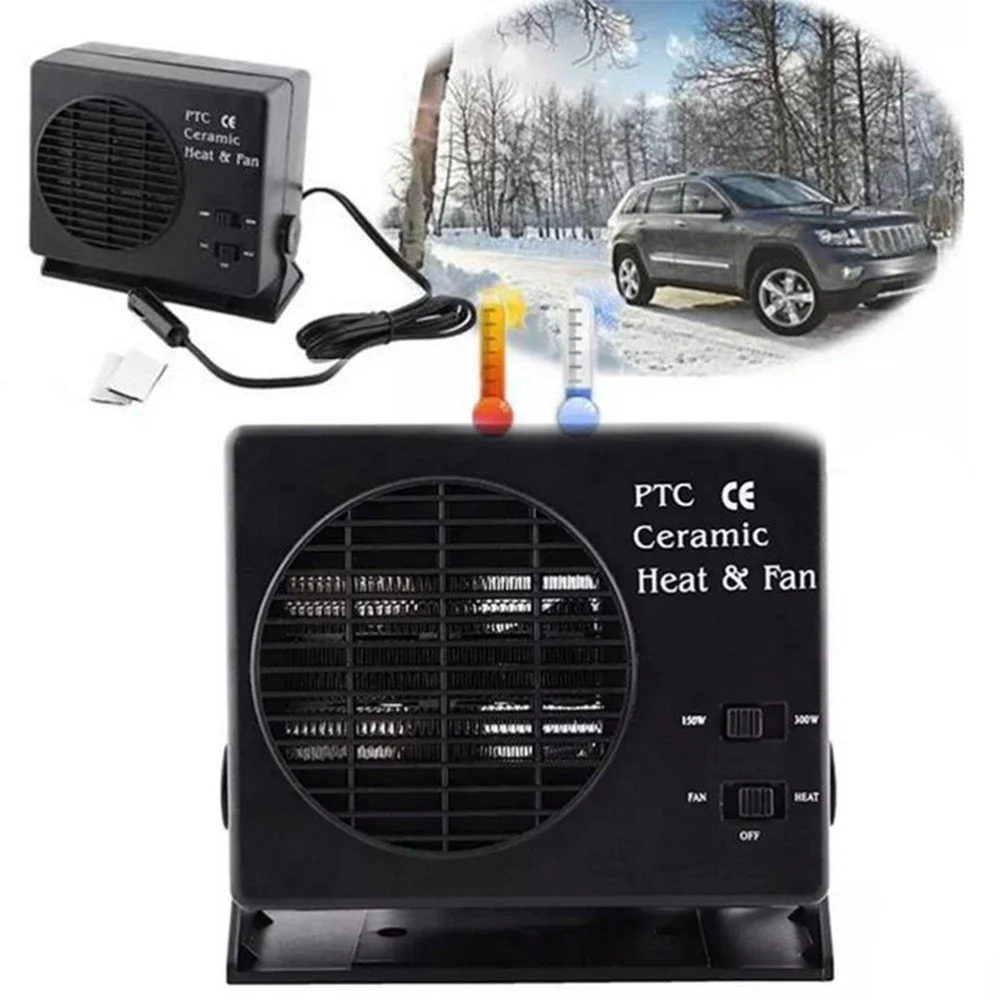 150/300W Car Heater 12V Window Defroster Demister Fast Heating Anti-Fog Heater 2 in 1 Cooling Heating for Driving Camping Travel