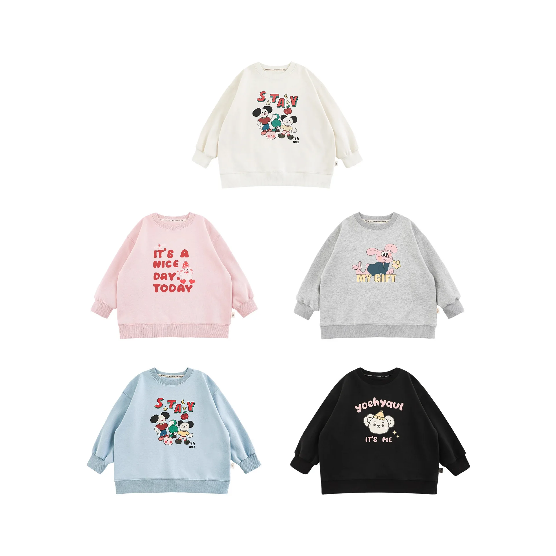 

2025 Winter New Children Fleece Sweatshirt Cotton Girls Cartoon Print Pullover Plus Velvet Thick Kids Boys Casual Warm Tops