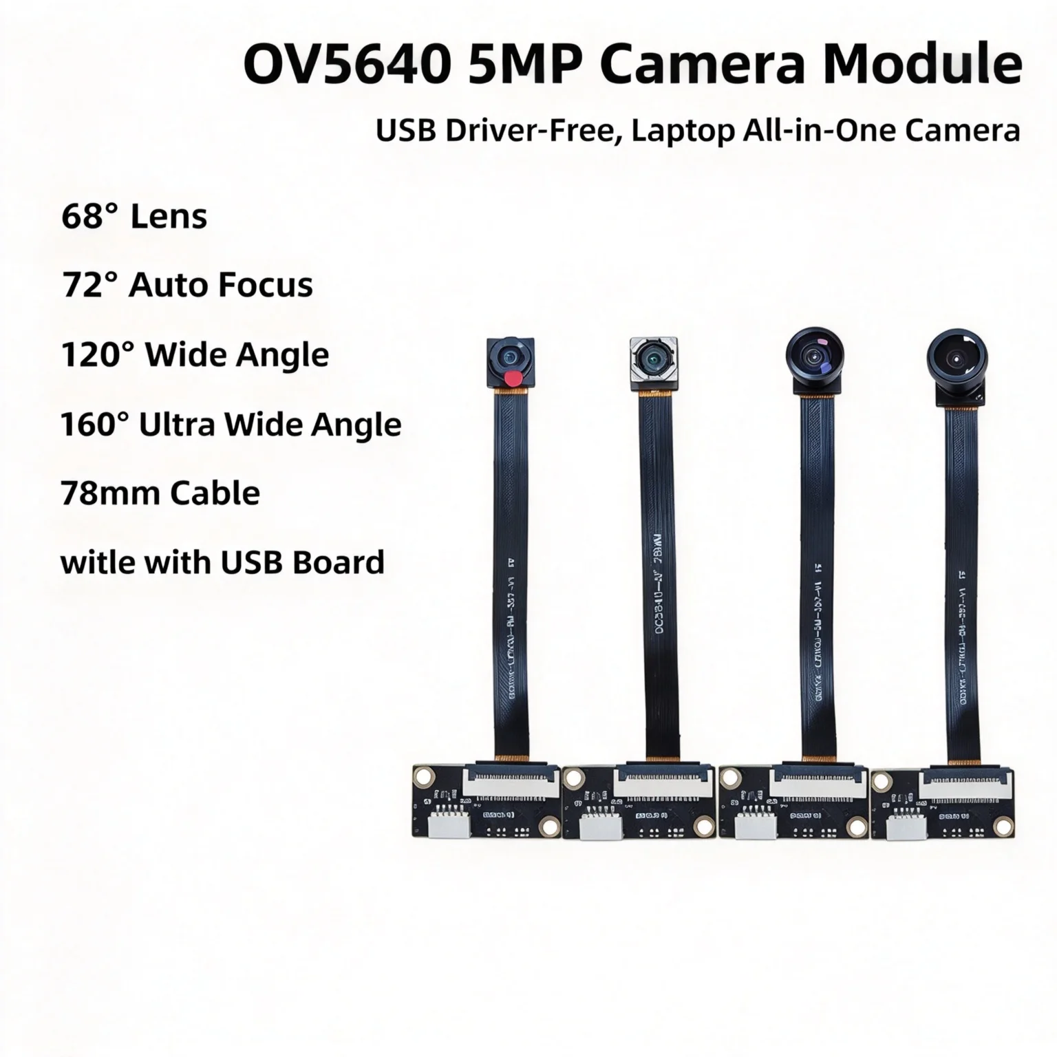 5MP OV5640 40degree USB Camera Module Plug and Play Auto Focus for Laptop