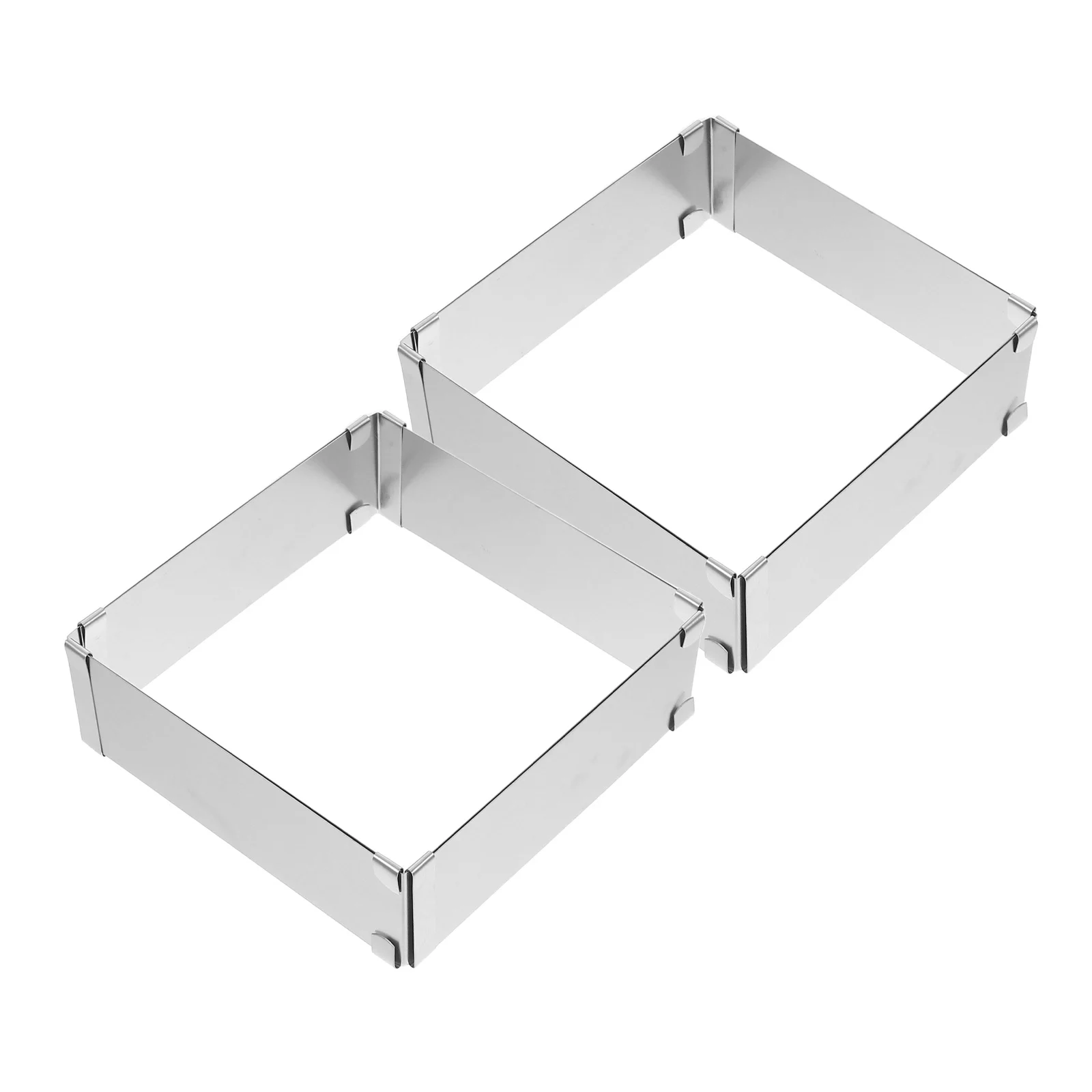 

2Pcs Adjustable Mousse Cake Rings Stainless Steel Square Extendable Cake Mold Rectangle Baking Tool for DIY Pastry
