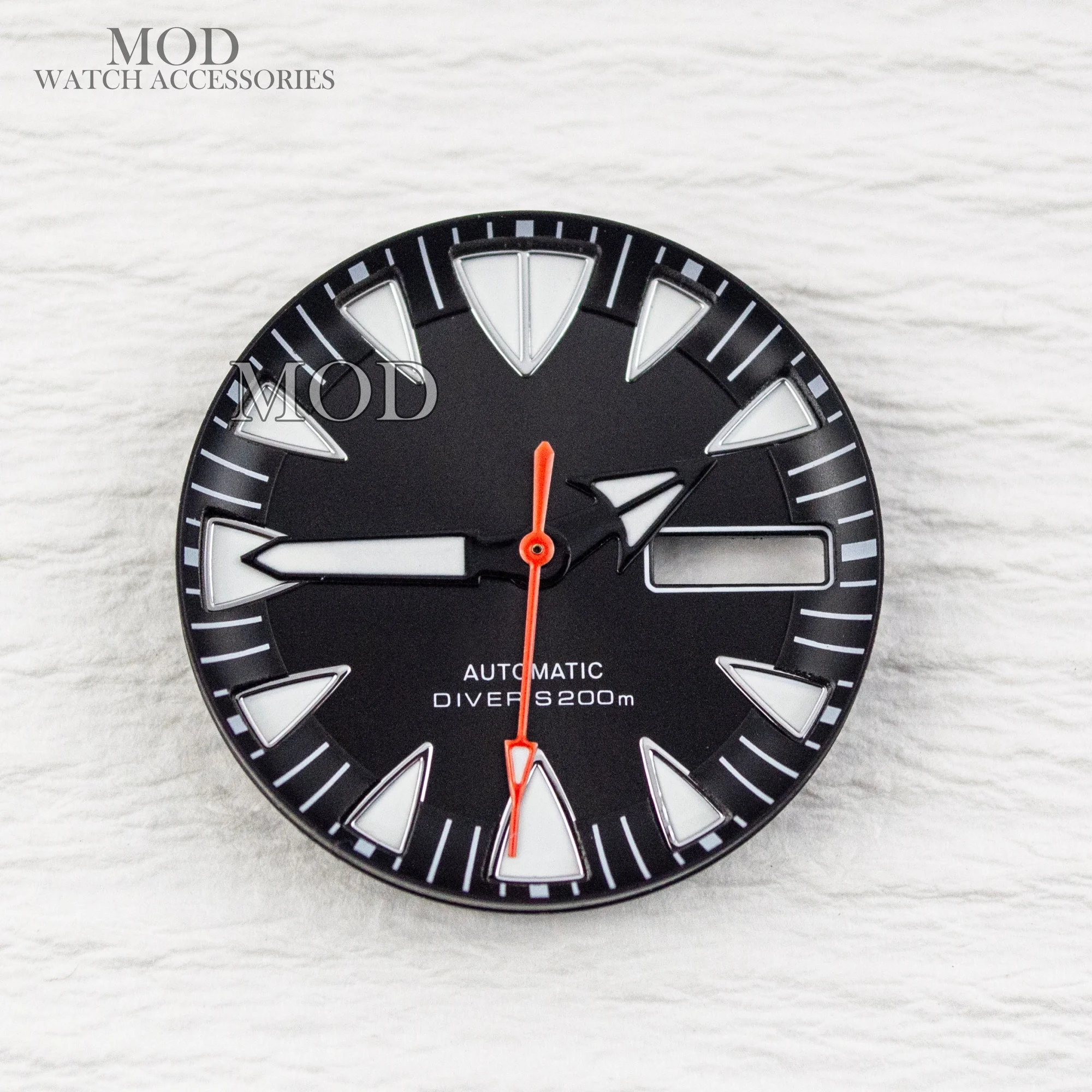 Imagen 7: Punteros de Dial NH36, esfera de 28,5mm, diseño de estilo de diente monstruo adecuado para movimiento NH36A/4R, Esfera luminosa verde, manecillas, piezas modificadas
