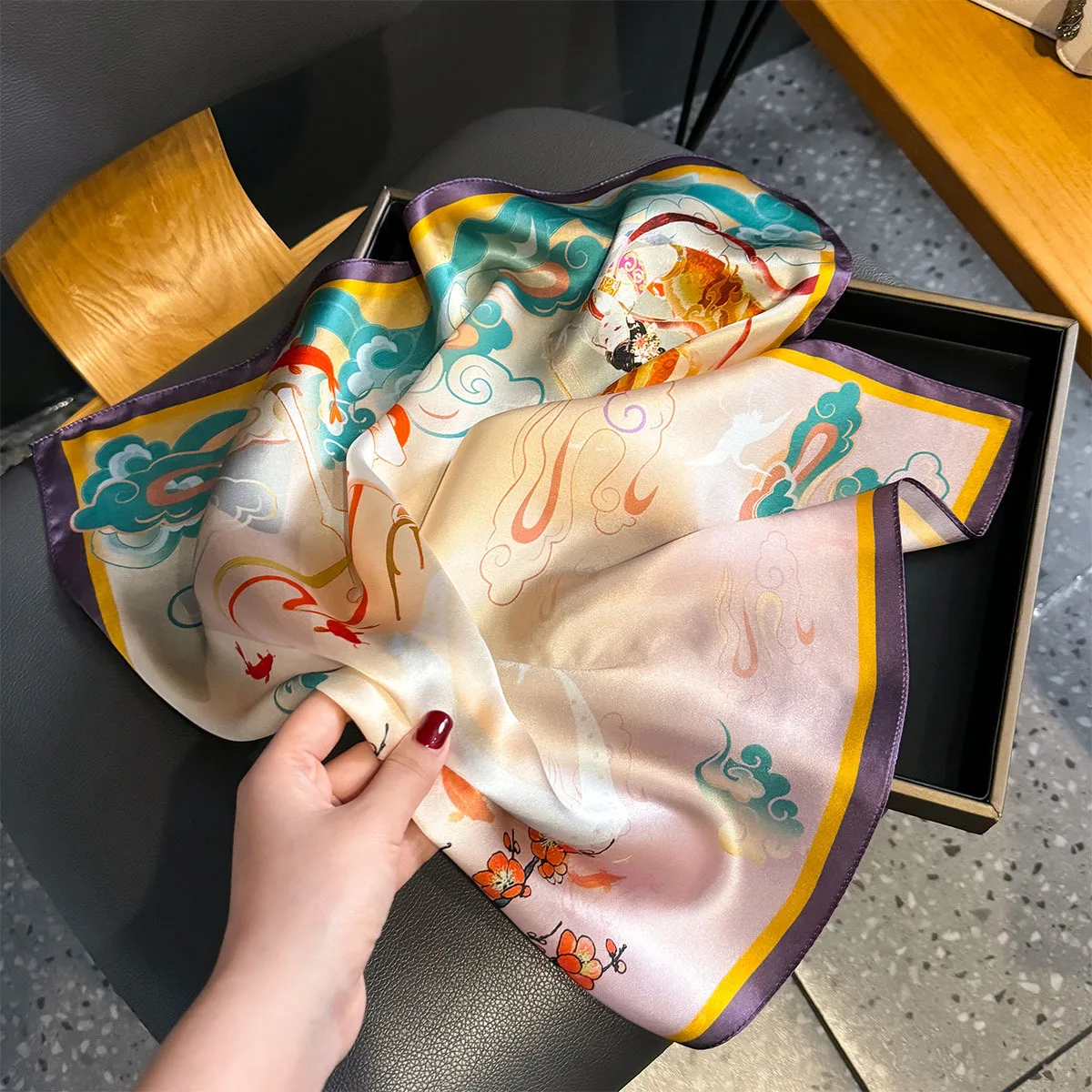 100% Real Silk Scarf Women Square Neck Tie Wrist Shawls Wraps for Ladies Foulard Scarves Pashmina Female Hijab Bandana Bufanda