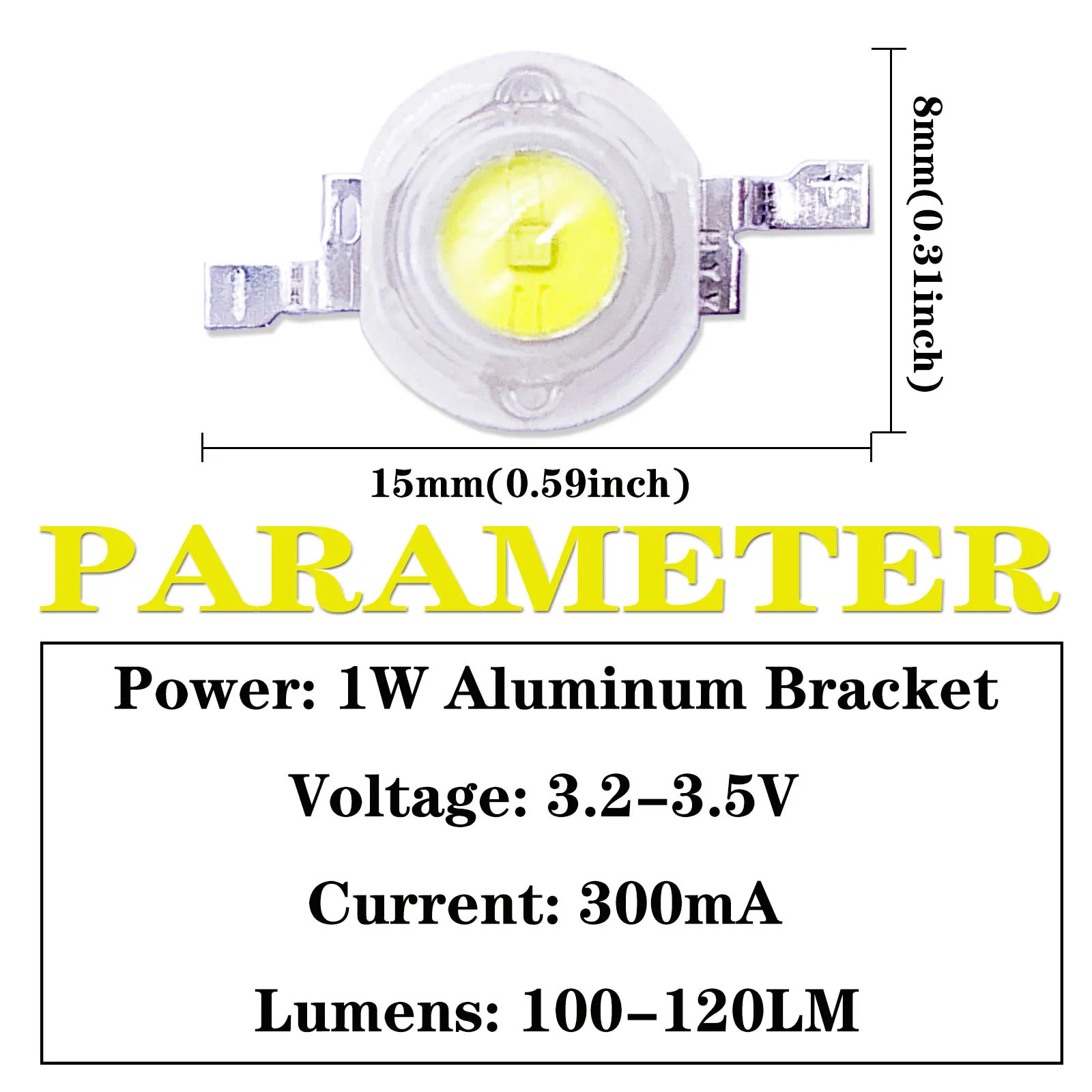 Ampoule de projecteur à diode, lampe torche, à faire soi-même, lot de 100 pièces, 1 Watt, 3 W, led