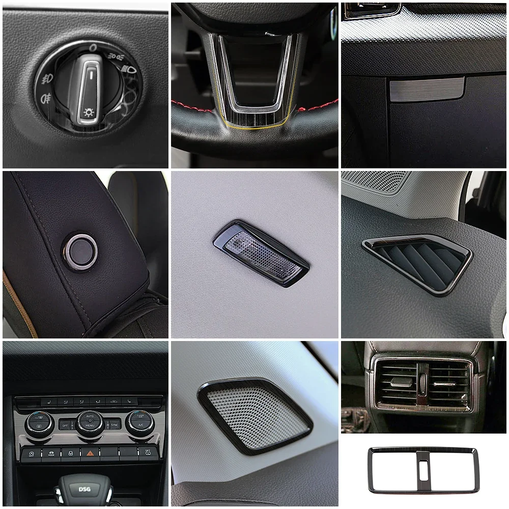 For Skoda Karoq 2017-2021 Car Inner Styling Modify Refit Central Console Part Trim Frame Cover Stainless Steel Decorate Sticker