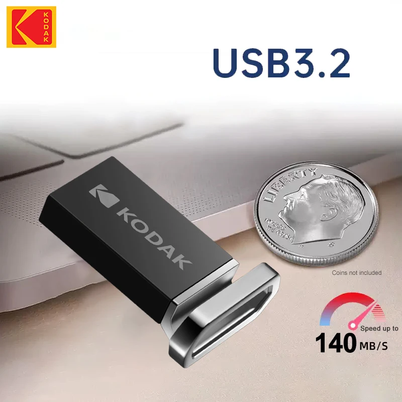 オリジナルコダック USB3.2 フラッシュドライブ 32 ギガバイト 64 ギガバイト 128 ギガバイト高速 140 メガバイト/秒ミニキーペンドライブ金属ペンドライブ車のラップトップデスクトップ