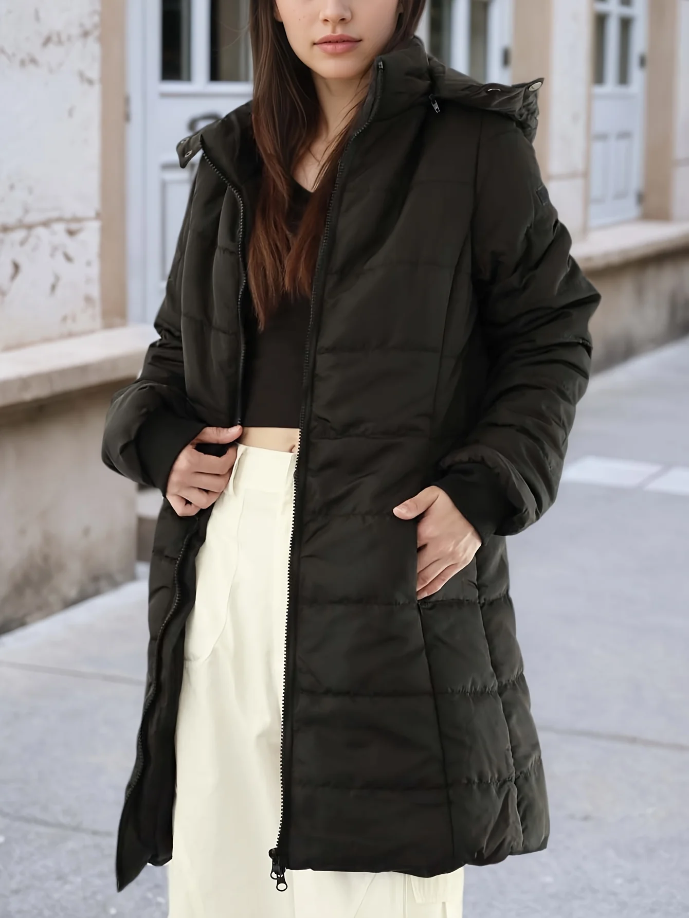 MS25072955 autumn and winter directional elegant special warm and fashionable women's hooded jacket