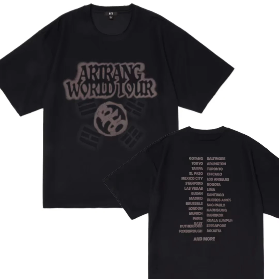 2026 World Tour Vintage T-Shirt, Korean Traditional Symbol Graphic Tee, Double Sided Print Cotton Tshirt for K-Culture Fans
