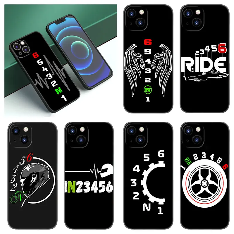 1N23456 motorcycle Phone Case For Apple iPhone 12 13 Mini 11 14 15 Pro XS Max 7 8 Plus X XR SE 2020 2022 Black Silicone Case