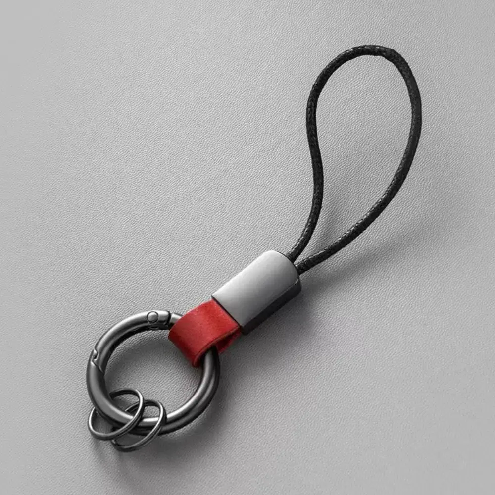 Alloy Leather Fur Keychain Multifunctional Carabiner Holder Leather Waist Hanging Key Chain Business Style Anti-Lost