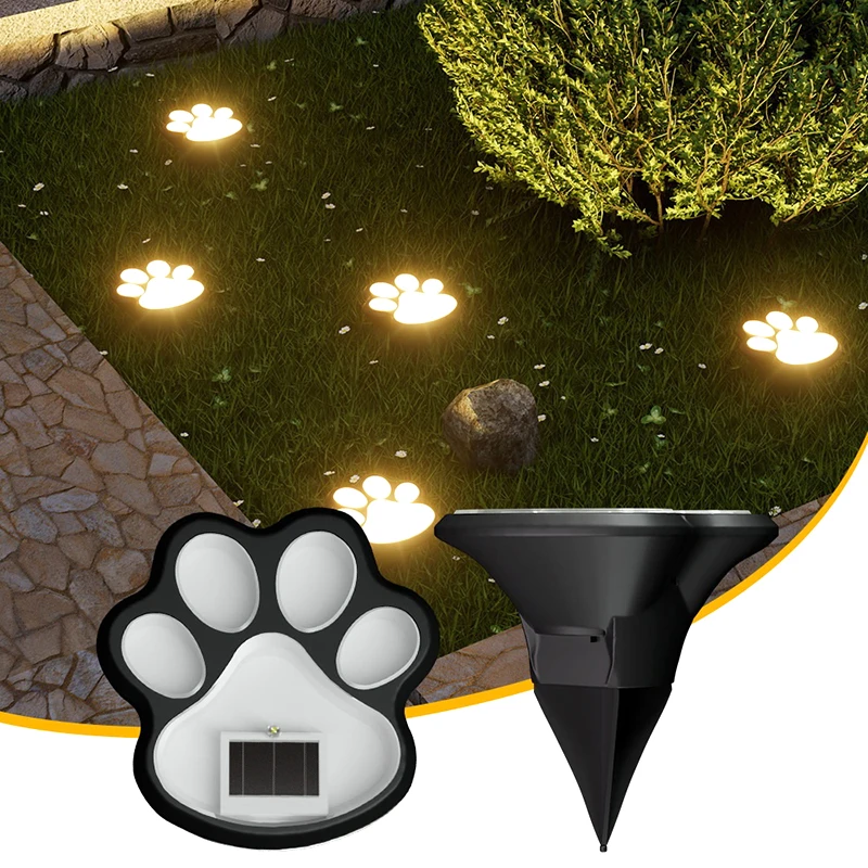 Outdoor LED Solar Light Waterproof Dog Cat Animal Paw Print Light Path Lawn Lamp For Garden Patio Lawn Summer Camping Home Decor