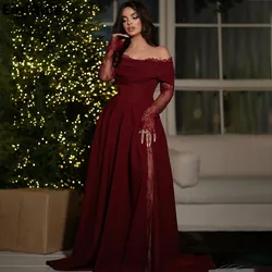 Eightale Lace Chiffon Evening Dress Off Shoulder Long Sleeve Mermaid Prom Party Dress Women Dubai Formal Gowns Customized