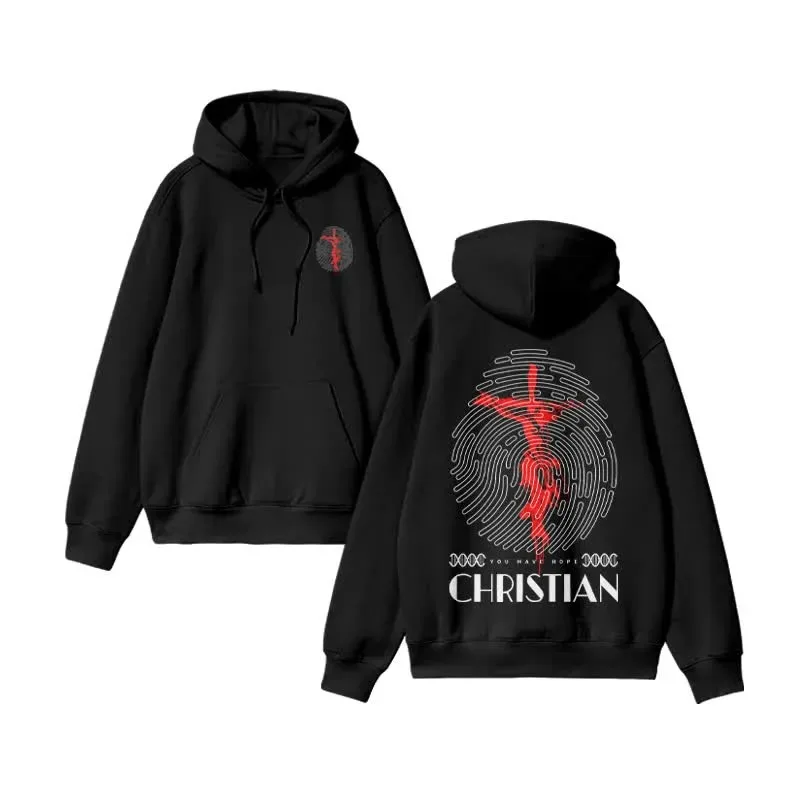 

2025 Autumn and Winter Unisex 100% Cotton Christian Design Print Hoodie High-end Luxury Is for Both Men and Women Top Y2k