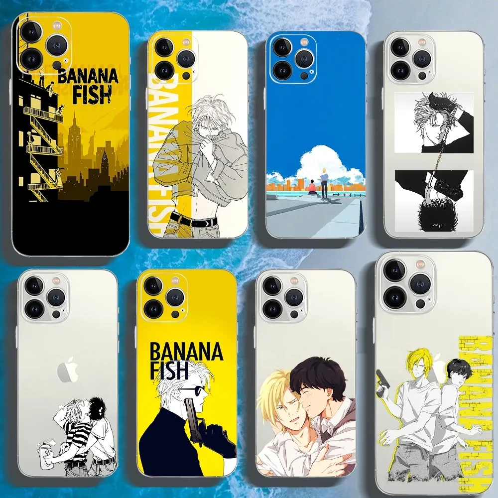 BANANA FISH Phone Case For Iphone 16 15 11 13 14 Pro Max 7 8 Plus X Xr Xs Max Se2020 12mini Transparent Cover