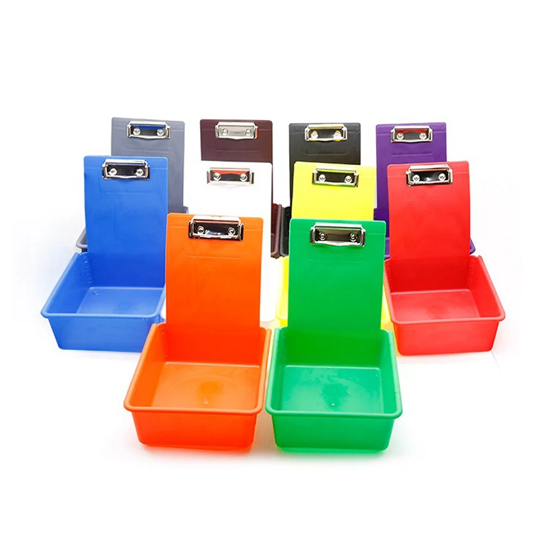 1PCS Dental Lab Storage Box Plastic Work Tray Pans Durable Case With Iron/Rubbe Clip Holder Dentistry Tool Material