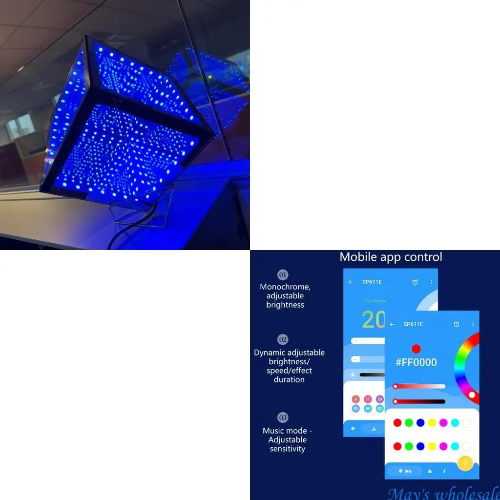 

Интерактивная музыка Ночной свет Кубики Динамические цветные режимы Звуковые реактивные эффекты Приложение Дистанционное с 448A