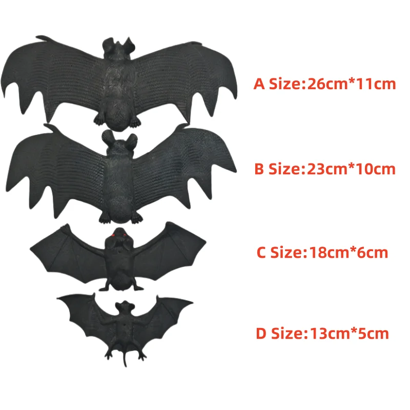 Simulation Bat TPR Soft Rubber Halloween Prank Animal Model Scary Pendant Rubber Bat Venue Decoration Props April Fool's Toys