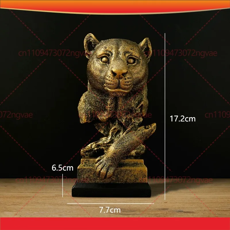 Sandstone Leopard Head Ornament Home Decor for Wine Cabinet Entrance Office Display Decoration