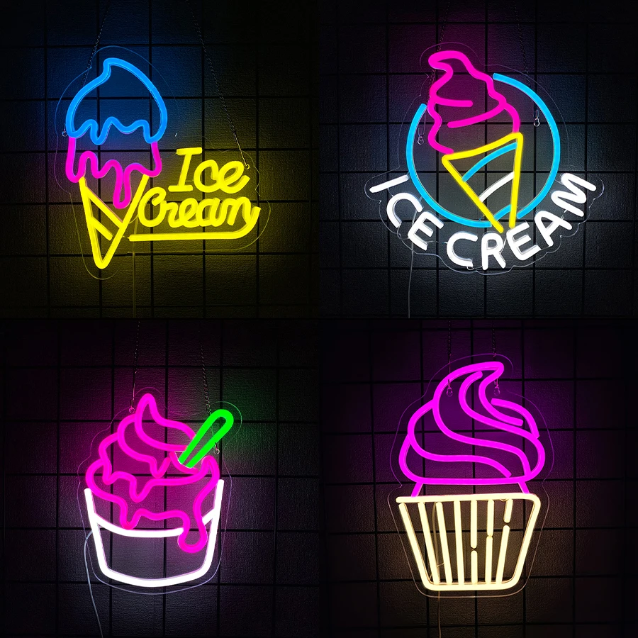 Ice Cream Series Neon Sign For Wall Decor,Light Up Sign For Business Restaurant,Bar,Dessert Shops,Coffee,Ice Cream Shop Decor