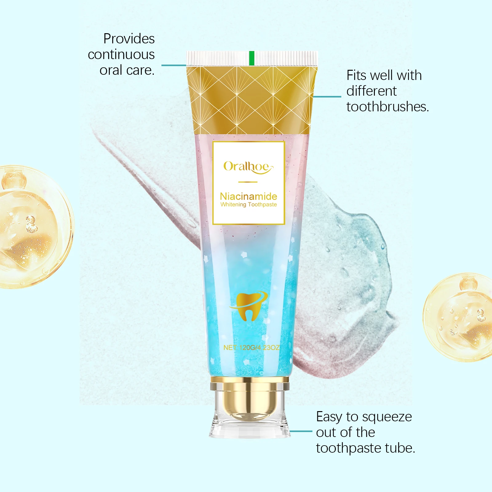 Oralhoe Niacinamide W-hitening Toothpaste Bleaching Clean Removes Yellow Plaque Stains Oral Hygiene Teeth Brightening Toothpaste